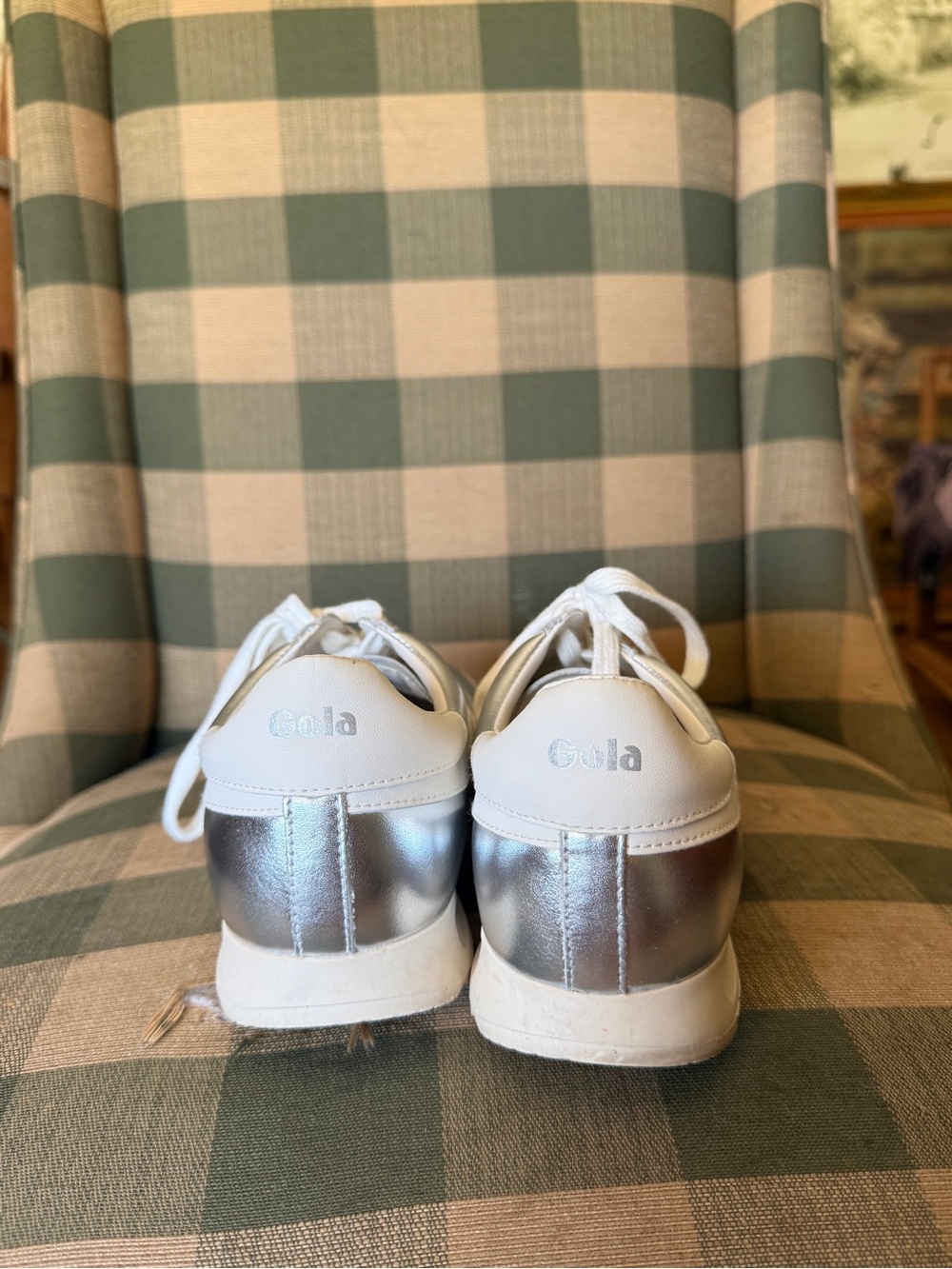 Gola Silver and White Leather Sneakers - Picture 5 of 8